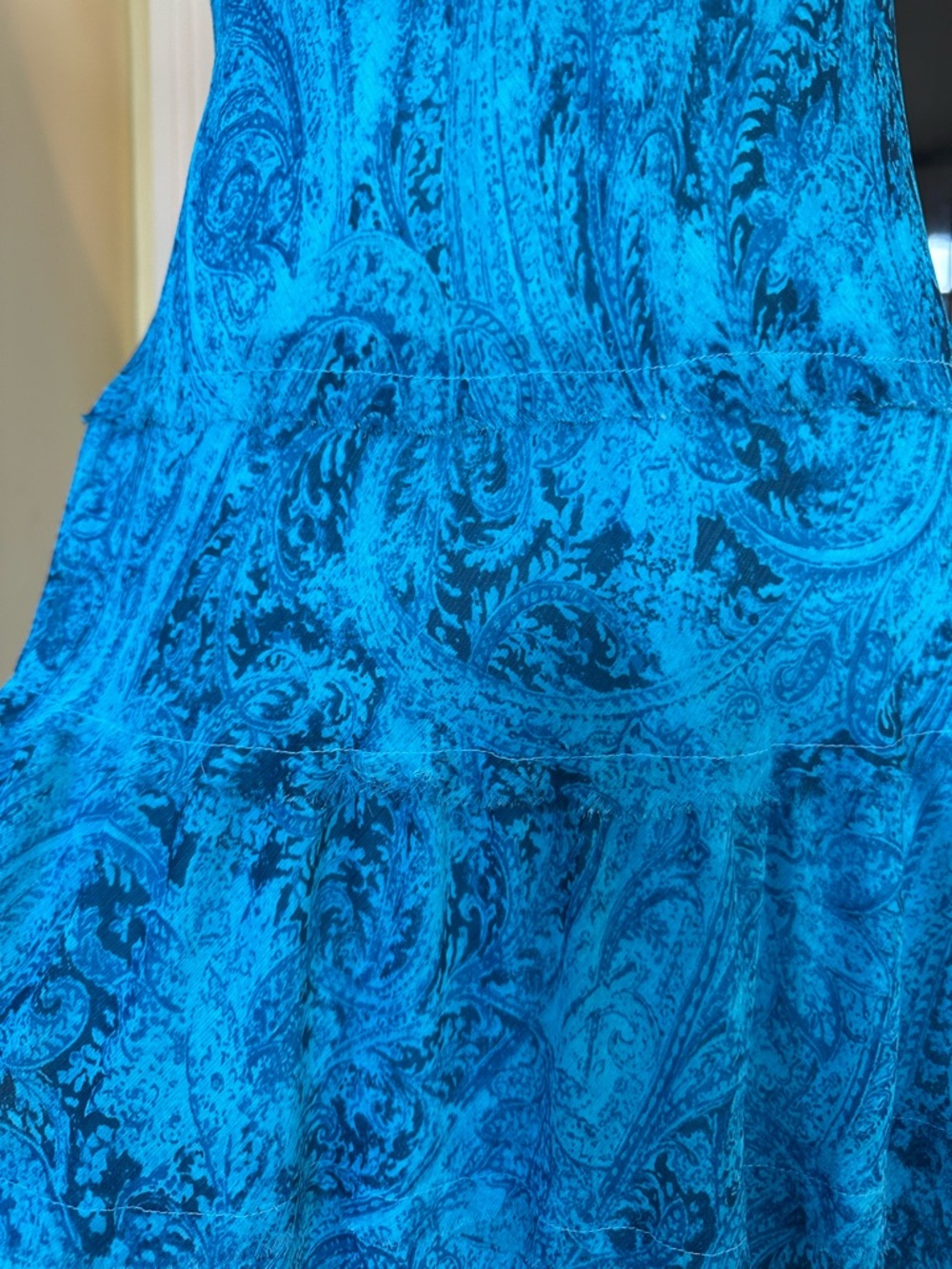 Jones Wear | VTG Blue Paisley Drop Waist Midi Dress - Boho 90s/Y2K, Size 10 - Picture 4 of 10